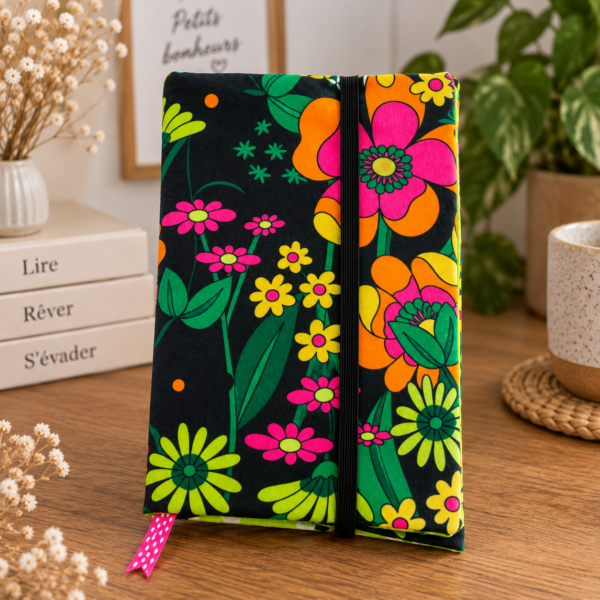 Protège-livre en tissu fleuri vert – L'accord par fée